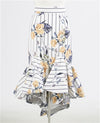 N by Nancy C810 Floral Stripe High Low Skirt